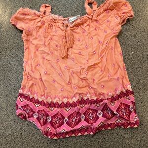 Mudd Pink Puff Sleeve Ruched Blouse
